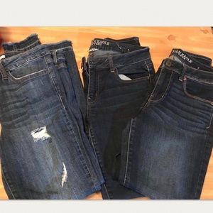 Three pairs of skinny jeans